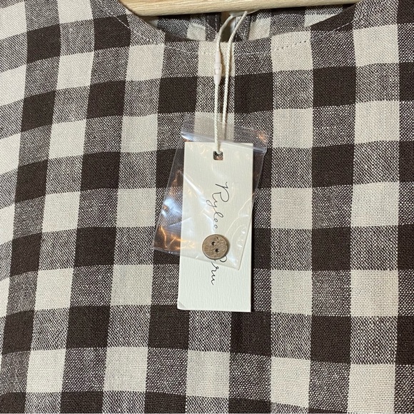 Rylee + Cru NWT Linen Marley Charcoal Checkered Gingham Babydoll Mini Dress XS - Picture 12 of 14